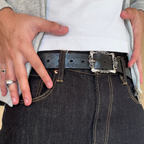 Black Floral Western Belt