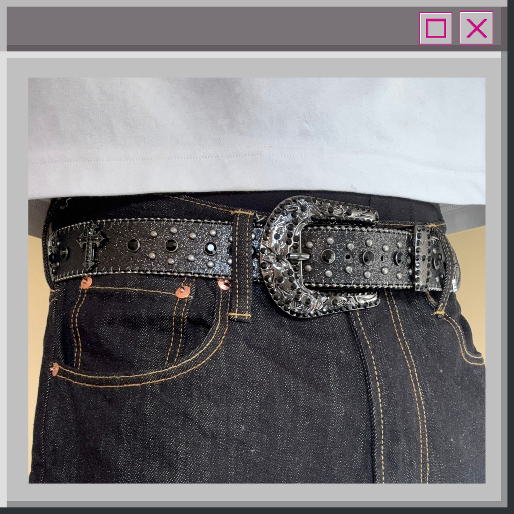 Black Rhinestone Belt