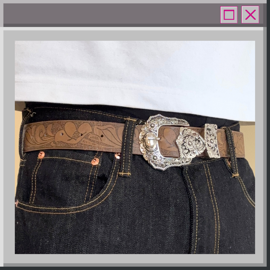 Brown Floral Vintage Belt