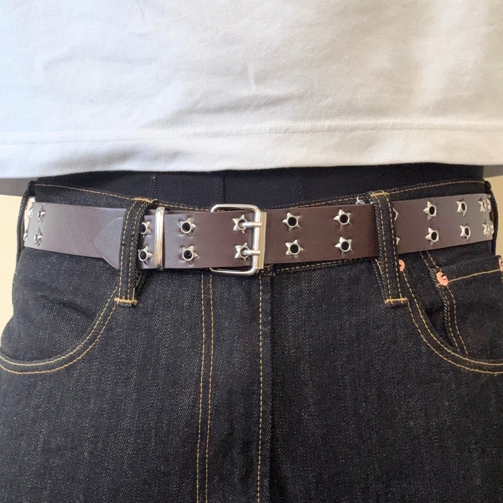 Brown Star Stud Hole Belt