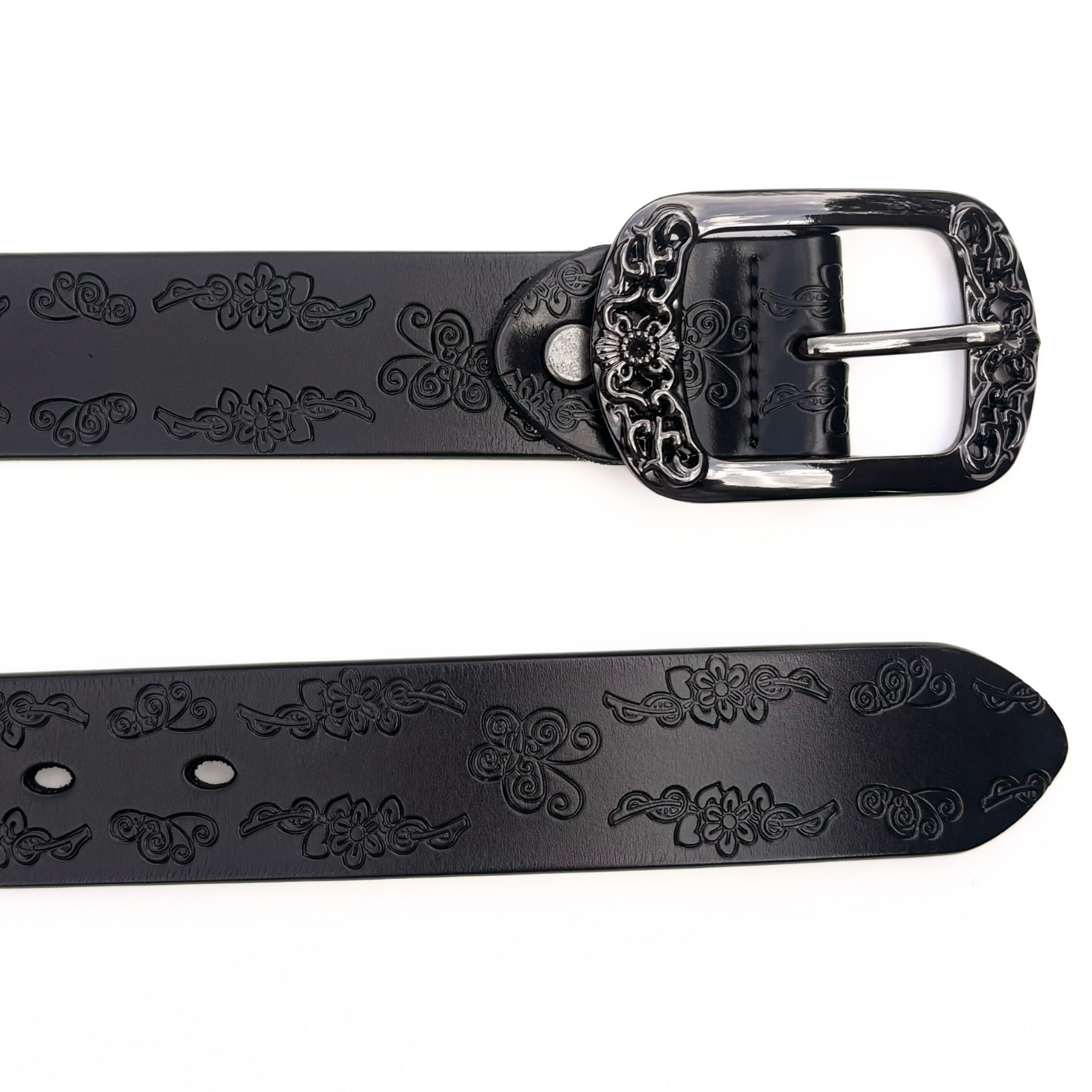 Black Floral Vintage Belt